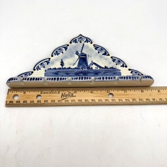 VTG Delft Holland Blue White Windmill Hanging 6 Spoon Holder Display Rack - Picture 7 of 7